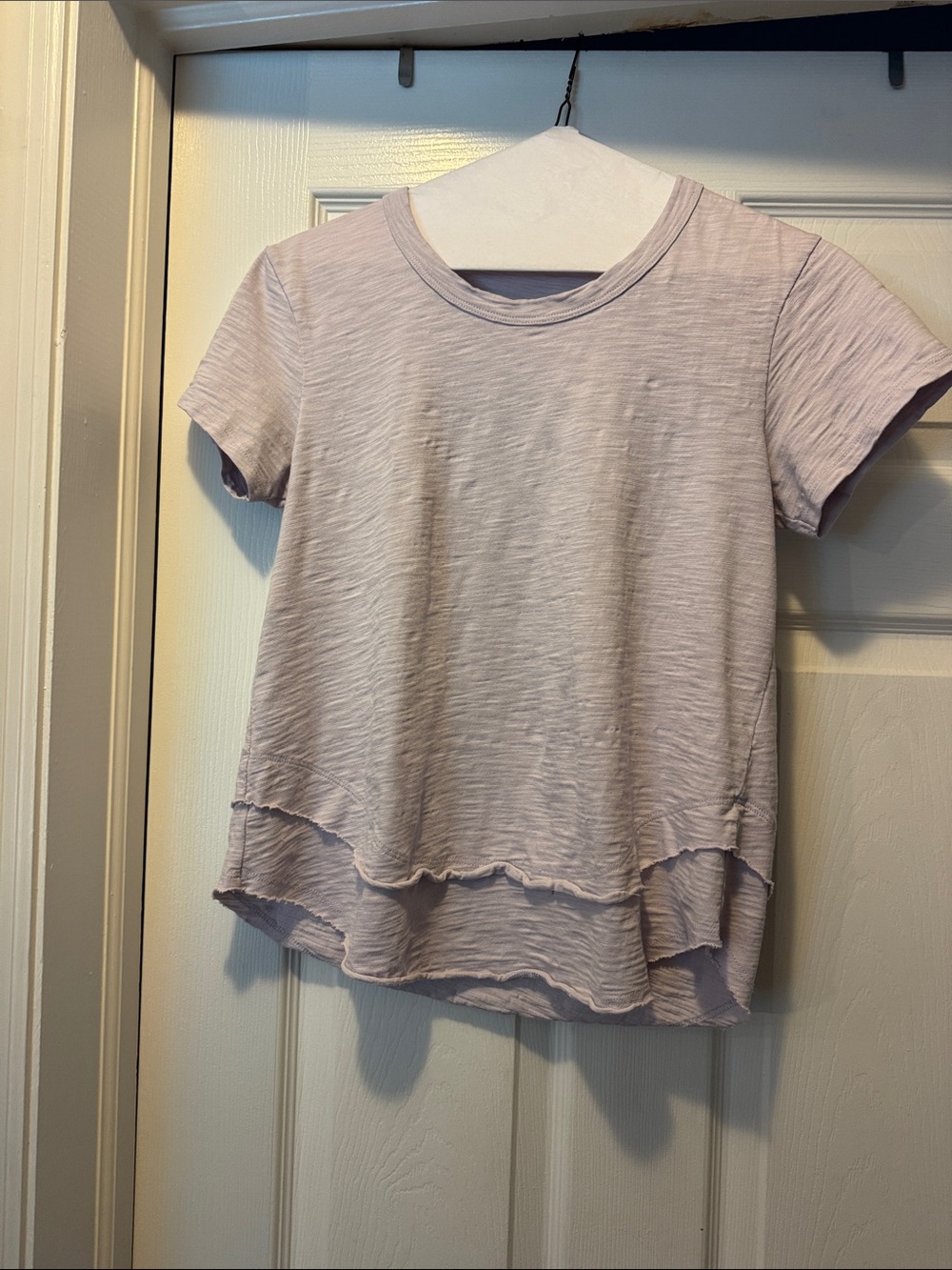 Leallo Layered Hem Short Sleeve Top - Light Lavender 100% cotton